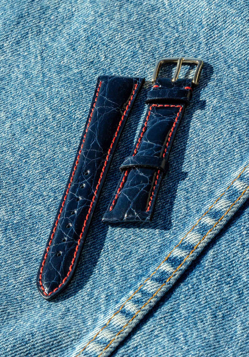 NAVY CROC WITH RED STITCHING